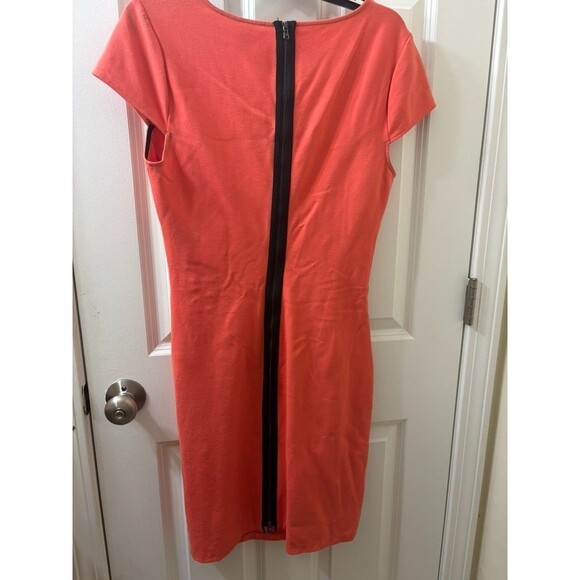 NEW Kenneth Cole Stretch Faux Wrap Bodycon Exposed Zipper Cap Sleeve Dress 10 - Picture 4 of 8